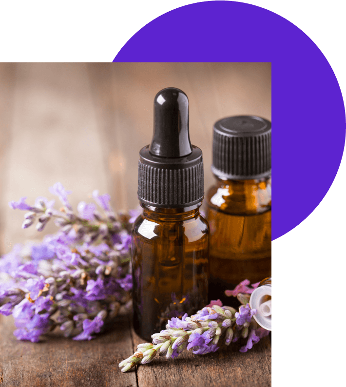 deux flacons huiles pour l'aromathérapie