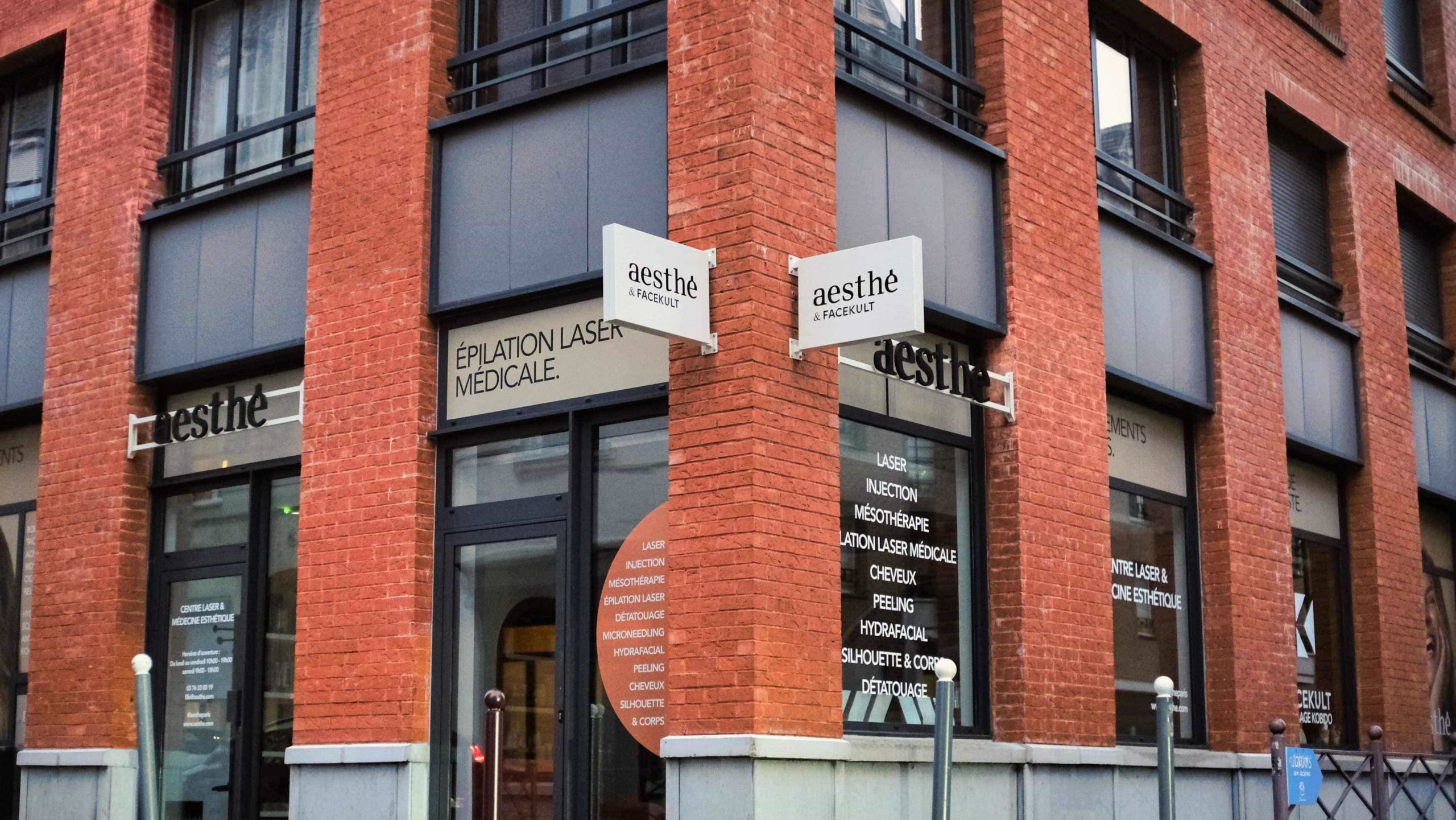 Devanture extérieure du centre aesthé lille , vue de la rue 