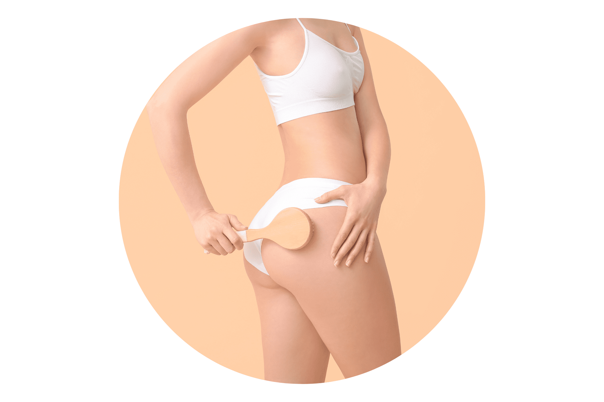 femme qui se masse avec une brosse sèche